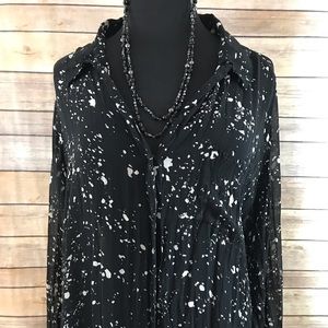 2X Rock & Republic Black Sheer Button Down